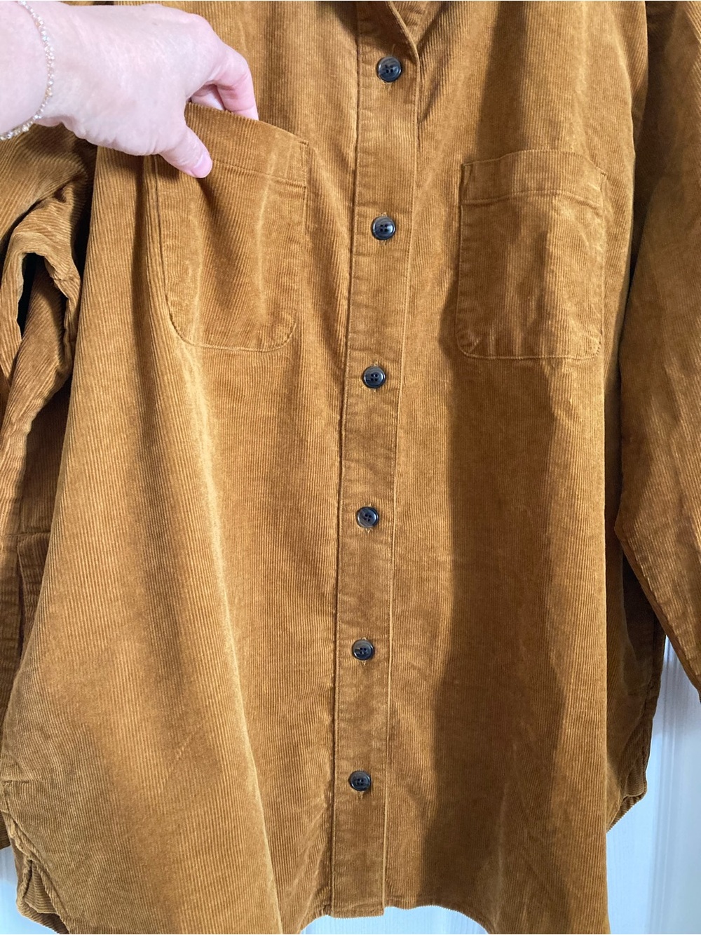 JCrew Factory corduroy shirt jacket in golden brandy - Picture 4 of 6